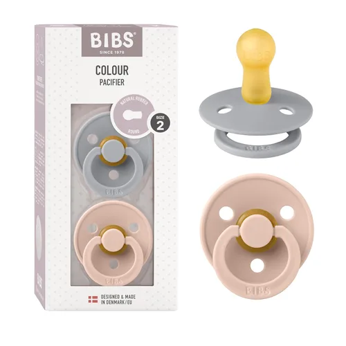 Vista 96 de BIBS - Paquete de 2 chupetes para bebés, goma natural libre de bisfenol A, hechos en Dinamarca, colección Colour, para bebés de 18+ meses, azul bebé