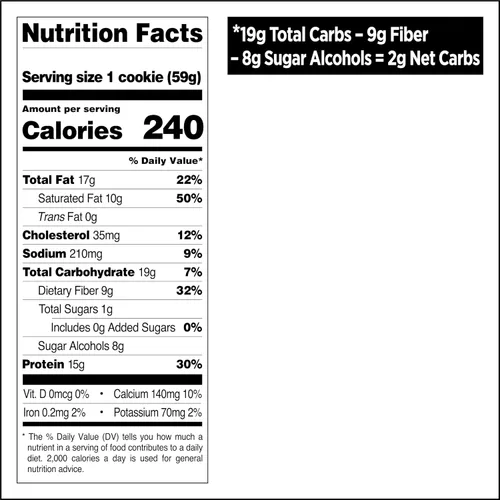 Vista 2 de Quest Nutrition Galleta de proteínas con chispas de chocolate, 15g de proteína, 1g de azúcar, 2g de carbohidratos netos, apta para ceto, alta