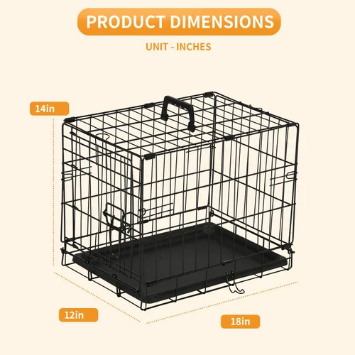 Vista 7 de PayLessHere Jaula para Perros de 46 cm para Perros Pequeños, Jaula de Metal de Puerta Única Plegable para Viajes, Interior y Exterior, con Divisores