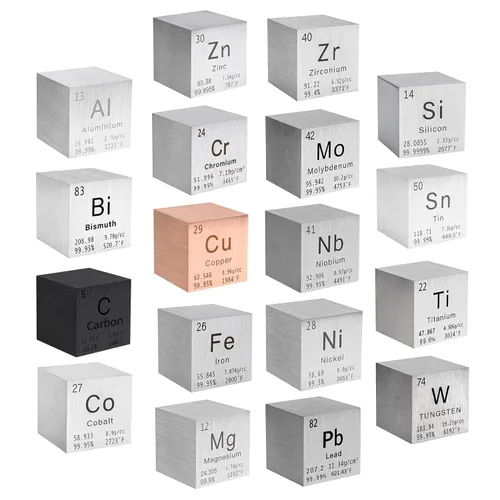 Vista 6 de Cubo de elementos de aluminio puro 99.99 % de 1.000 in/1 pulgada de densidad, para colección de elementos, enseñanza de ciencias y regalo creativo