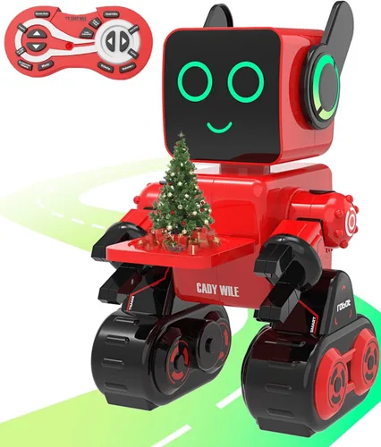 Vista 10 de okk Juguetes Robot para Niños, Robot de Control Remoto Programable, Juguetes Interactivos con Alcancía, LED y Bandeja, Camina Habla Canta Baila