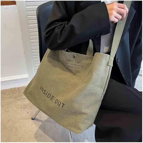 Vista 8 de Bolso de mano de lona grande para mujer, bolso de trabajo para hombro, bolso cruzado con asa superior, estilo vintage, estilo grunge, hobo