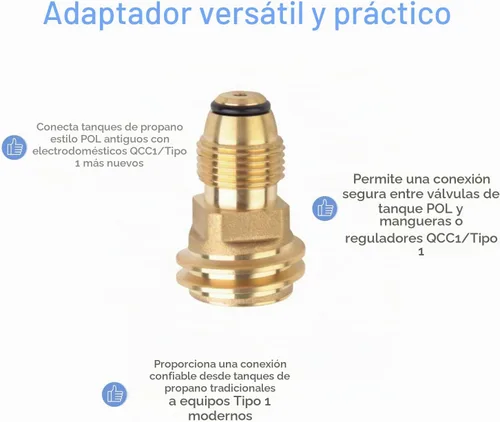 Vista 4 de Adaptador de propano POL a QCC1 de latón