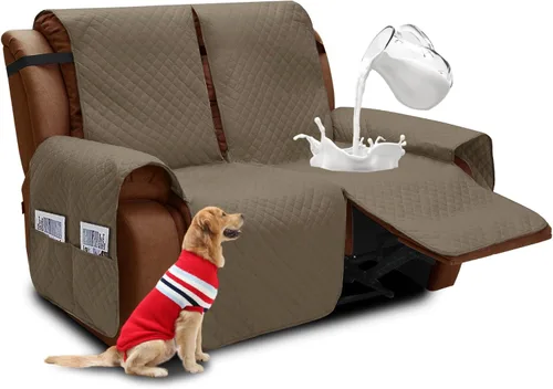 Vista 101 de XINEAGE Funda para Sillón Reclinable Resistente al Agua, Fundas Antideslizantes para Silla Reclinable con Bolsillos, Fundas Acolchadas Gruesas