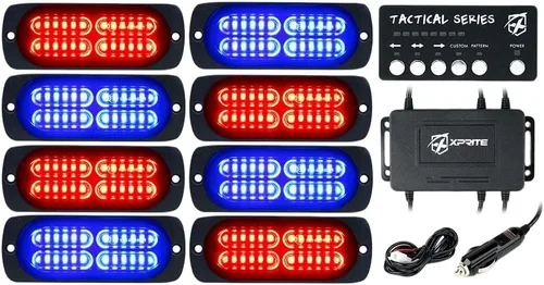 Vista 14 de Xprite Kit de 24 luces estroboscópicas LED ámbar de montaje en superficie con panel de control, conjuntos de luces de advertencia de emergencia