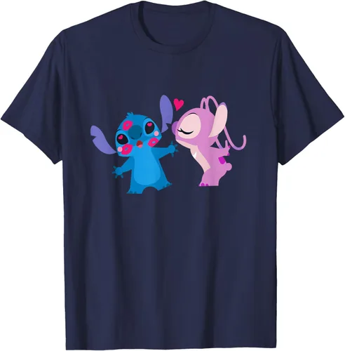 Vista 69 de Disney Stitch and Angel - Camiseta para el día de San Valentín Negro