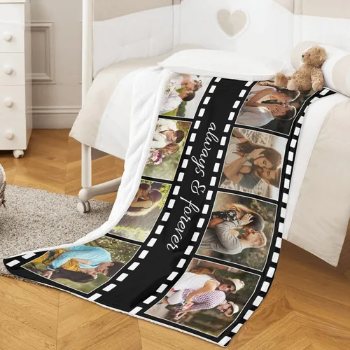 Vista 4 de Mantas personalizadas con fotos, regalos personalizados para parejas, manta con fotos personalizada, regalos para siempre y para siempre, regalo