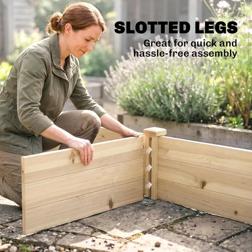 Vista 8 de Outsunny Kit de cama de jardín elevada de madera de 8 x 2 pies, maceta elevada para exteriores, parte inferior y forro autodrenante, patio