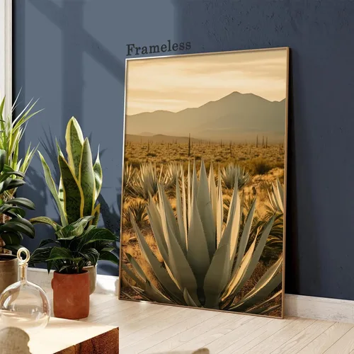 Vista 2 de Arte de pared de paisaje del desierto, arte en lienzo de agave, imágenes de cactus del desierto, cuadros de fotografía de naturaleza, cuadros