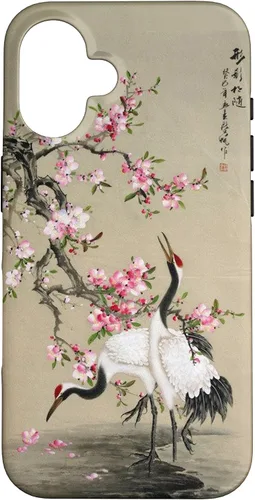 Vista 32 de Red Cap Cranes with Plum Blossoms Japanese Woodblock Art Case for iPhone 17
