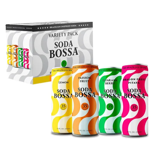 Vista 9 de Soda Bossa Soda sana espumosa, fruta del dragón, baja en calorías, sin gluten y sin OMG, sin culpa e hidratante, soda natural, latas de soda