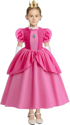Vista 2 de smnuxwm Vestidos de princesa para niñas, disfraz de princesa con accesorios para Halloween