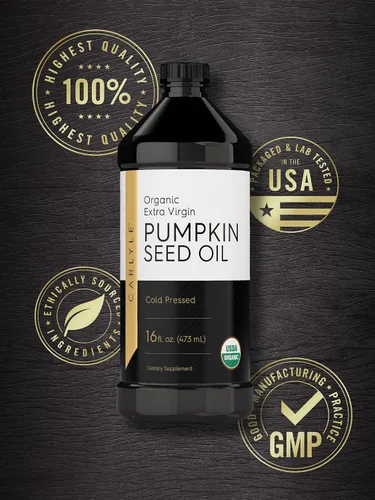 Vista 5 de Carlyle- Aceite de semilla de calabaza, 16 onzas, orgánico prensado en frío, 100 % puro, extravirgen vegetariano, sin transgénicos, sin gluten