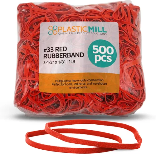 Vista 15 de Gomas de goma PlasticMill - Tamaño #33 - Gomas de color argyle púrpura - 1LB/500