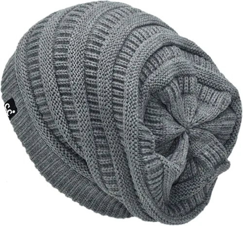 Vista 70 de C.C Winter Oversized Beanie Hat with Fuzzy Lining – Thick Knit Thermal Beanie for Cold Weather, Soft Warm Fleece Lined Cap