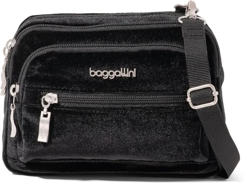 Vista 14 de Baggallini Bolsa cruzada pequeña con triple cremallera para mujer, 8 x 6 pulgadas, ligera, convertible