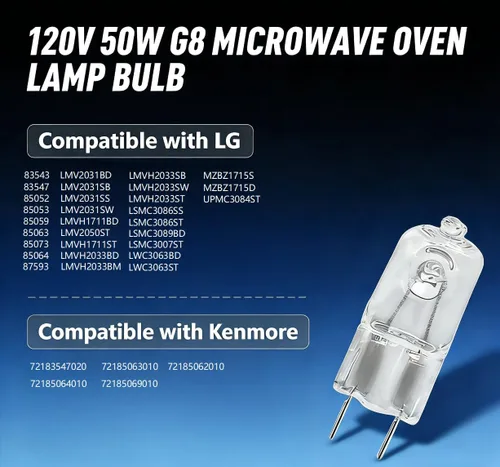 Vista 3 de 6912A40002J Lámpara de Microondas Bombilla halógena G8 120V 50W para LG
