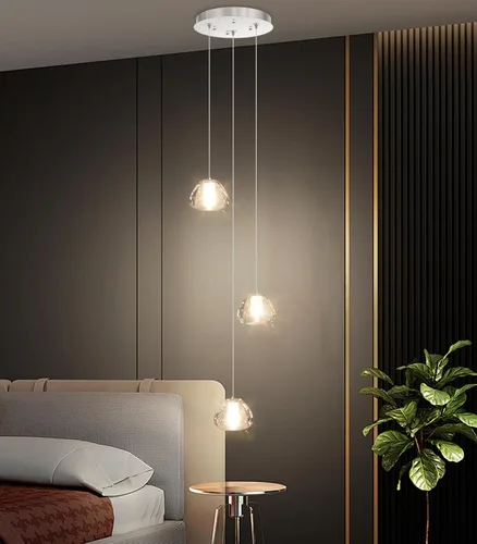 Vista 16 de Lámpara colgante moderna de cristal para isla de cocina, comedor, dormitorio, pasillo, color negro