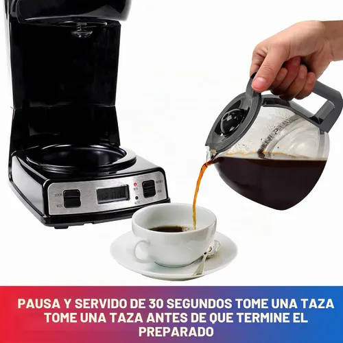 Vista 3 de Total Chef Cafetera de goteo – Cafetera programable de 12 tazas con olla de cristal, pausa y vertido, apagado automático, depósito de agua grande