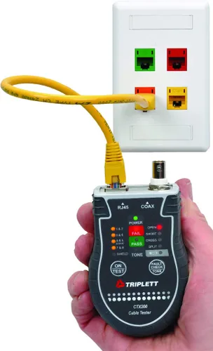 Vista 6 de Triplett CTX200 Tester LAN CAT de bolsillo para cables RJ45, CAT 5/6 y coaxiales con resultados instantáneos de paso/fallo