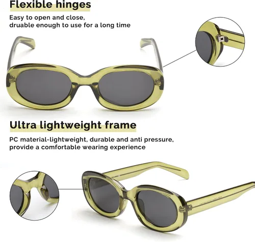 Vista 3 de Oval Y2K Sunglasses for Women Polarized UV Protection Vintage Retro Gafas De Sol Lentes De Sol