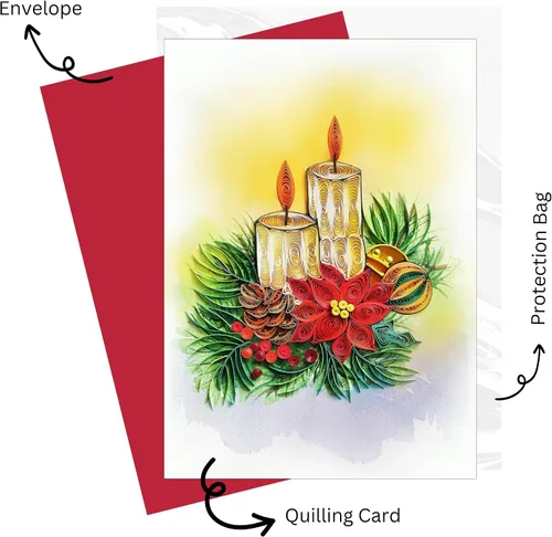 Vista 6 de Tarjeta de Navidad con velas, tarjeta de felicitación de flores de Navidad, para mamá, papá, abuela, amigo, jefe, compañero de trabajo