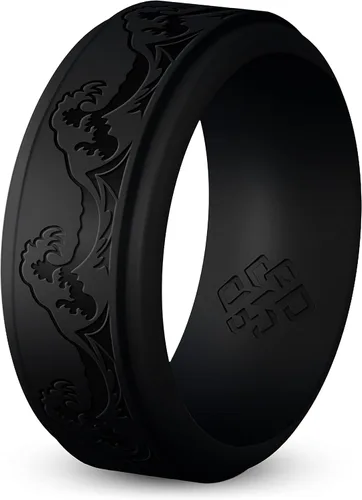 Vista 20 de Knot Theory Anillo de silicona para hombre, grabado de montaña, ondas, bosque, ancho de banda de 0.315 pulgadas, transpirable, ajuste cómodo