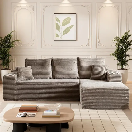 Vista 18 de Sofá deshuesado de 95 pulgadas para sala de estar, sofá modular en forma de Negro+Izquierda
