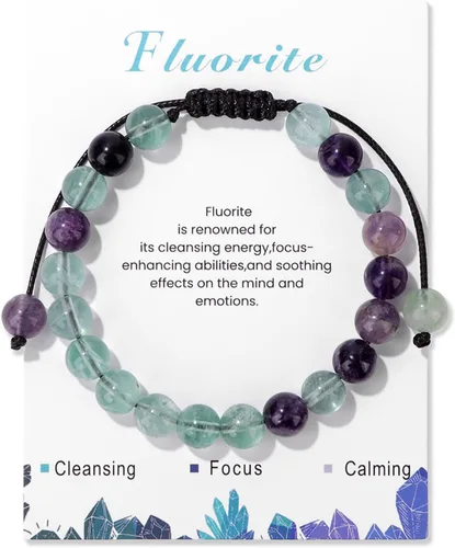Vista 40 de Pulsera de cristal curativo para mujer de 0.315 in, pulsera de cuentas de cristal natural ajustable hecha a mano, joyería curativa, regalo