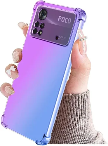 Vista 6 de Funda para Poco M4 Pro 4G, MZB0B5VIN Case, Crystal Clear Case Gradient Slim Anti Scratch TPU a prueba de golpes Funda protectora para XiaomiPoco M4