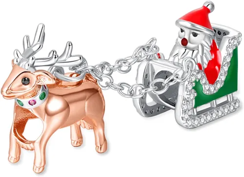 Vista 22 de Annmors S925 Silver Christmas Charms for Women Pandora Moments Bracelet Venado de Navidad