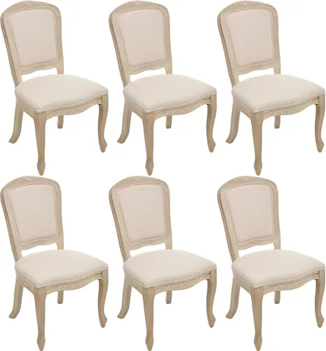 Vista 46 de Kmax Sillas de comedor estilo granja, patas de madera marrón, elegantes sillas de cocina copetudas, sillas de dormitorio francesas desgastadas