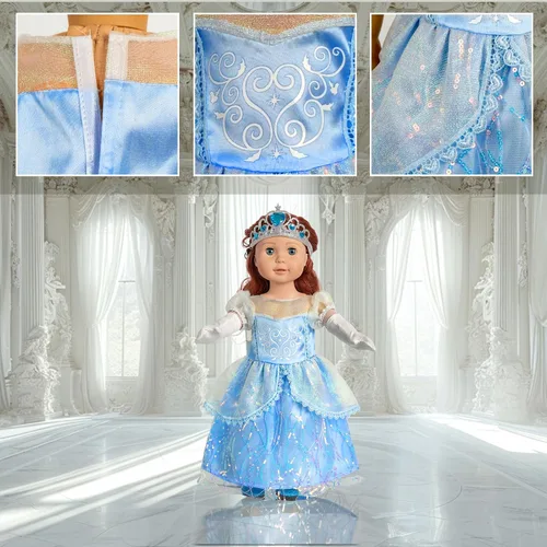 Vista 5 de WONDOLL - Ropa y accesorios para muñecas americanas de 18 pulgadas, juego de 6 vestidos de princesa 6 Sets American Doll Clothes Outfits Dresses
