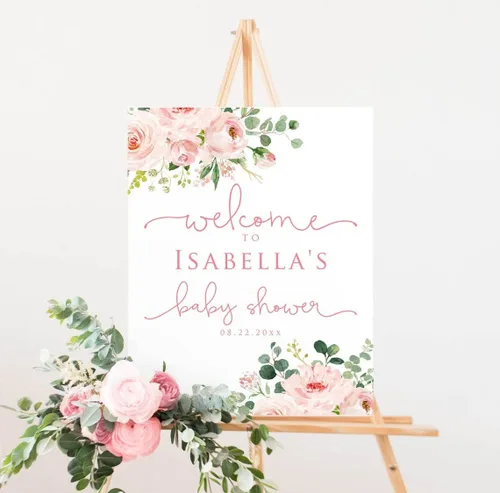 Vista 17 de Letreros de bienvenida personalizados para bebés, decoración de letrero de vegetación editable, plástico