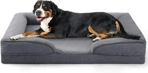 Vista 18 de Made4pet - Cama grande para perro, sofá ortopédico de espuma para perros, sofá cama para mascotas de 38 pulgadas con funda impermeable lavable, Gris