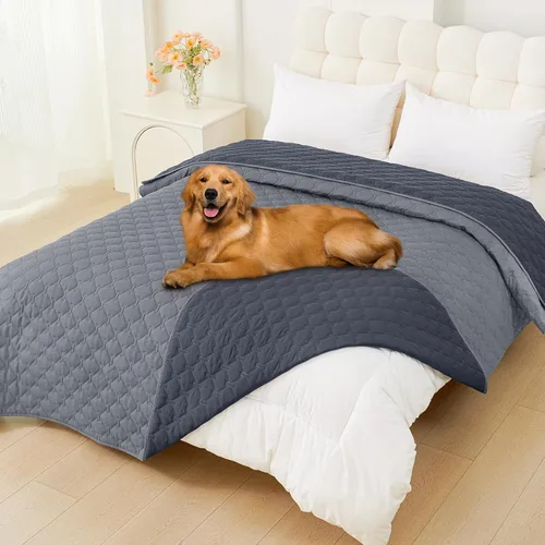 Vista 87 de Smiry Funda impermeable para cama de perro, manta reversible para mascotas para sofá Manta suave lavable para perro, funda a prueba de fugas