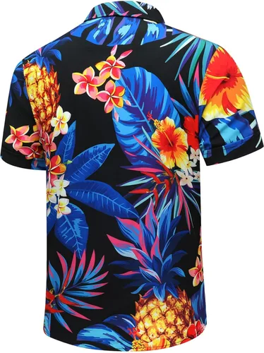 Vista 5 de SheLucki - Camisa hawaiana para hombre, unisex, de manga corta, con botones, para la playa y el verano, ropa casual estampada con sombra de palmas