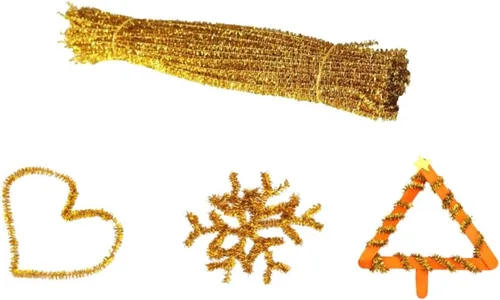 Vista 6 de 200 tallos de felpilla de oropel brillante a granel, palitos con alambre para manualidades, bodas, hogar, fiestas, decoración navideña (azul dorado)