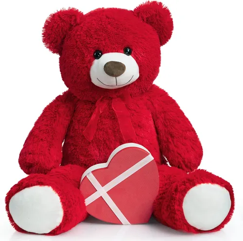 Vista 11 de HollyHOME Oso de peluche grande para cumpleaños y día de San Valentín, peluche para niños y novia, 36 pulgadas, color beige