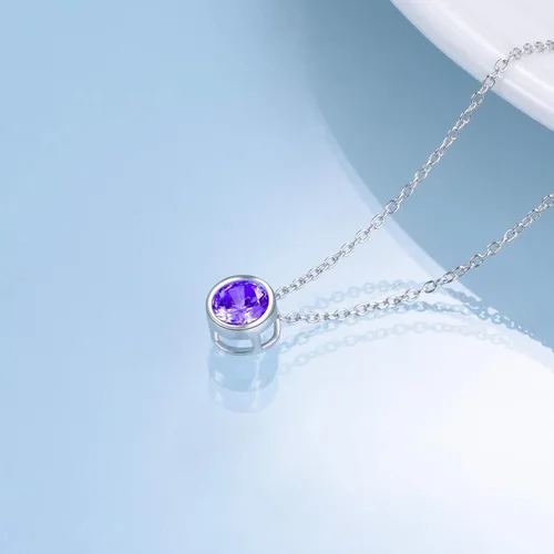 Vista 3 de Collar de plata de ley 925 con circonita para mujeres, adolescentes y niñas