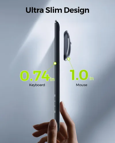 Vista 3 de Combo de teclado y mouse inalámbricos, tamaño completo, delgado, inalámbrico, con teclado numérico, conexión estable de 2.4 G, DPI ajustable