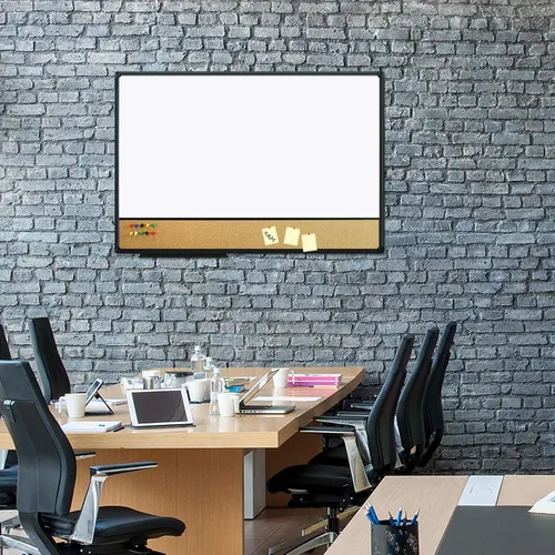 Vista 4 de JILoffice - Pizarrón blanco y corcho combinado para anuncios, tablero combinado 36 x 24 pulgadas, pizarrón magnético, marco de aluminio negro