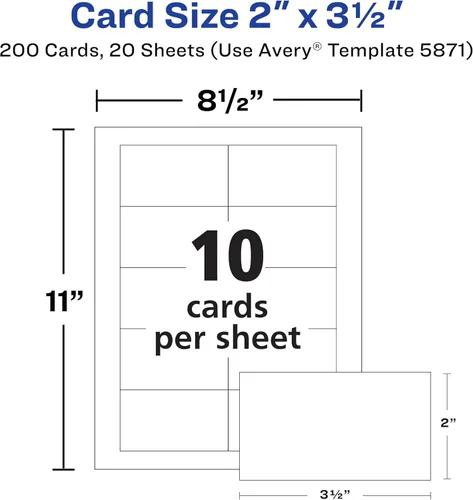 Vista 8 de Avery-Clean Tarjetas de negocios de bordes láser, 2 x 3 12, 10 por hoja, 200 unidades, Blanco