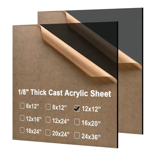 Vista 96 de KINLINK Láminas de plexiglás 6x12 de 1/8 pulgada de espesor - Lámina de acrílico negro fundido de 3mm, lámina de plástico policarbonato
