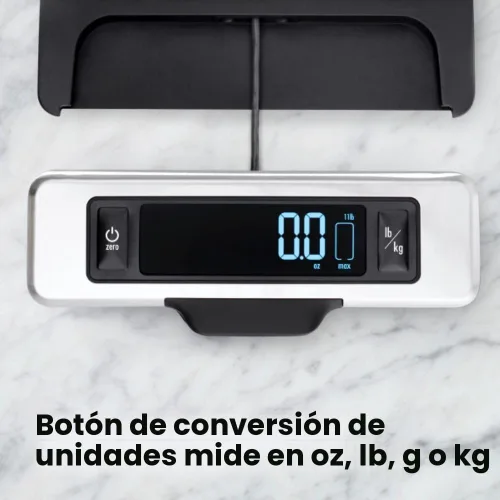 Vista 4 de OXO Good Grips - Báscula de cocina de acero inoxidable de 11 libras con pantalla extraíble, color negro