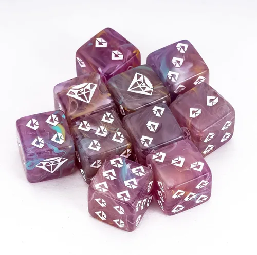 Vista 7 de Juego de 10 dados D6 de 16 mm, juego de dados blancos de 6 lados para juegos de mesa RPG Leather Storage Bag, DM Gift, for Dungeons and Dragons