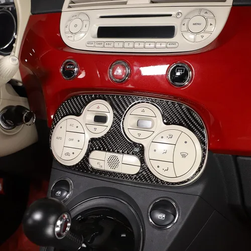 Vista 5 de Adhesivo de fibra de carbono suave para el panel de interruptor de aire acondicionado de automóvil, compatible con Fiat 500, 2011, 2012, 2013, 2014