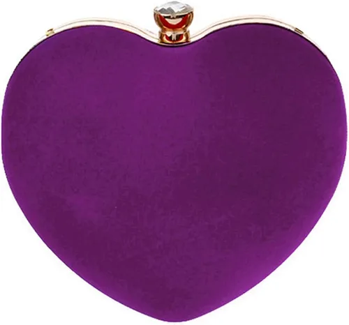 Vista 20 de Goclothod Bolso de mano en forma de corazón para mujer, bolso de hombro de terciopelo, bolsos de noche Negro