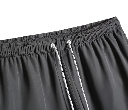 Vista 3 de MakeMeChic Traje de baño para hombre, cintura con cordón, pantalones cortos de playa con bolsillos