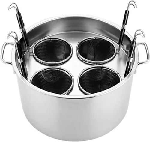 Vista 10 de UTOYA Stainess - Olla de acero para pasta con insertos, olla de cocina con divisor y colador, olla de inducción resistente, inducción, cerámica
